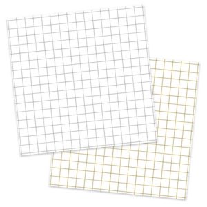 Dubbelzijdig vierkant memoblokje van 9,8 x 9,8 cm met bruine en grijze grid