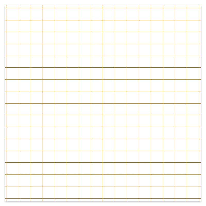 Vierkant memoblokje van 9,8 x 9,8 cm met bruine grid