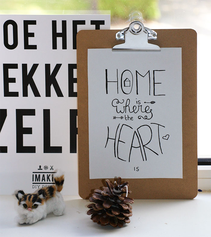 Quote 'home is where the heart is' in handlettering