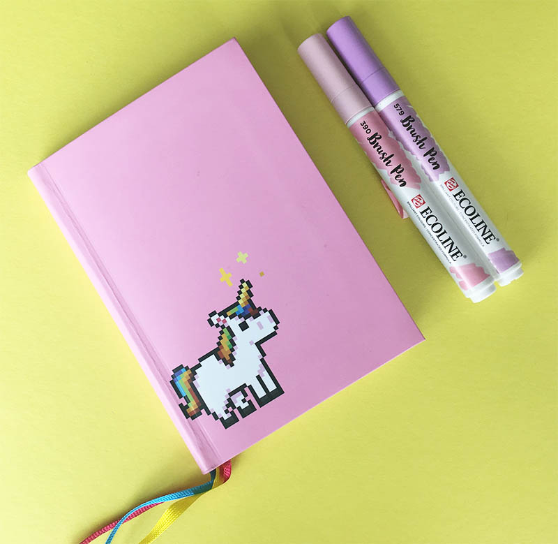Roze pocket notitieboek met eenhoorn