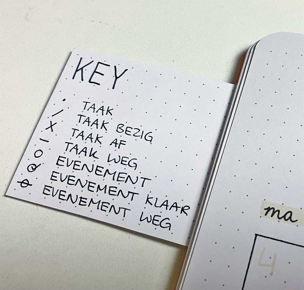 Flipout bullet journal key