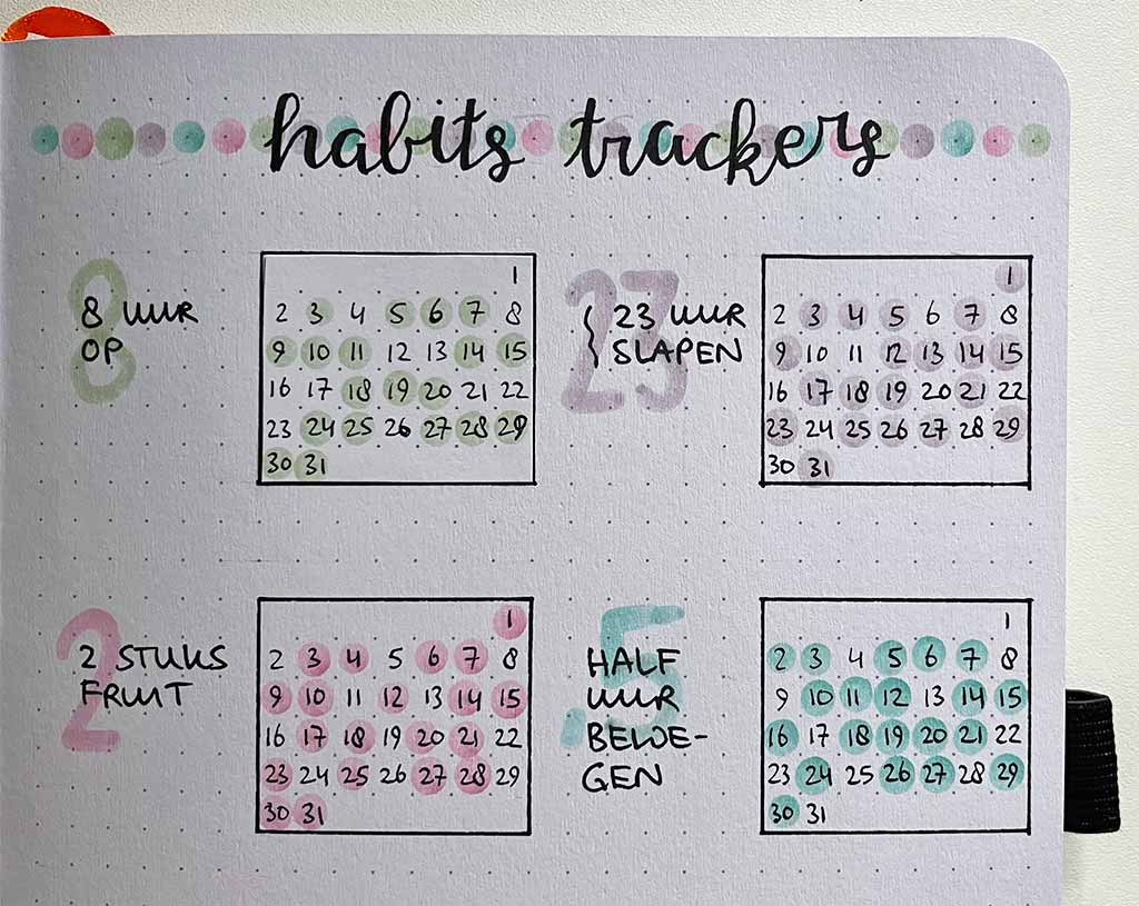 Habit trackers minikalendertjes