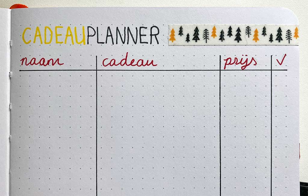 Kerst cadeauplanner