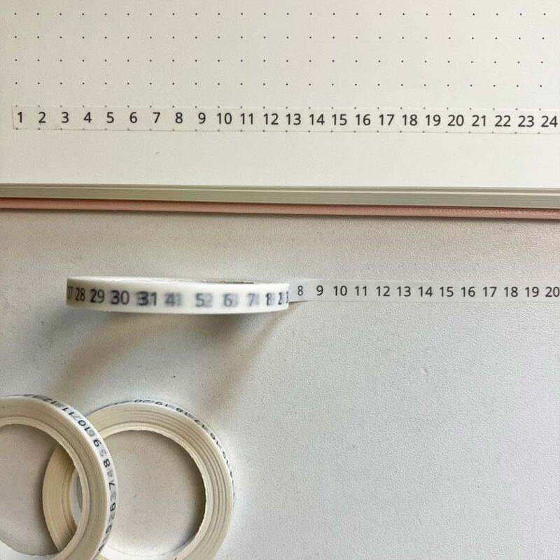 washi tape dagen in nummers horizontaal van 1 t/m 31